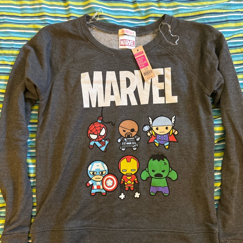 Ardene Marvel Charcoal Sweatshirt with Superhero Graphics